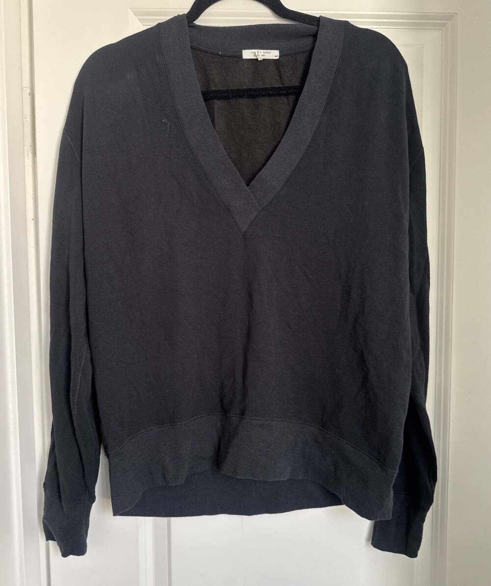Rag & Bone Women’s Black Lightweight V-Neck Relaxed Sweater Size Medium